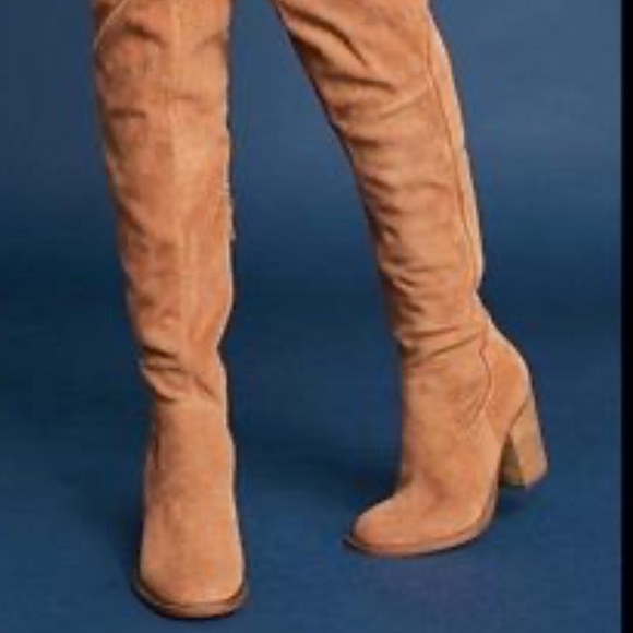 New Kelsi Dagger Brooklyn x Anthropologie Logan Over Knee 7 Chestnut Suede Boots - Picture 4 of 11
